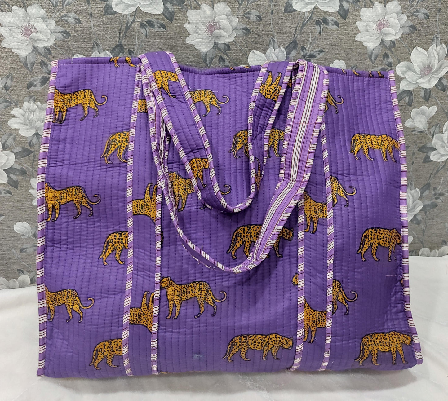 Hand Block Printed Cotton Quilted Jhola/Tote Bags