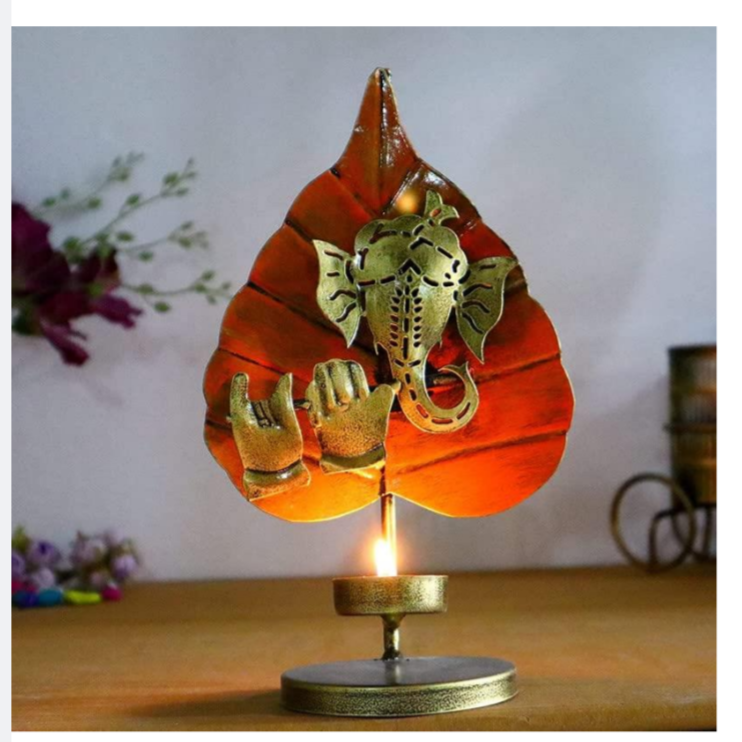 Rajasthani Paan Ganesha  Metal T- Light Diya