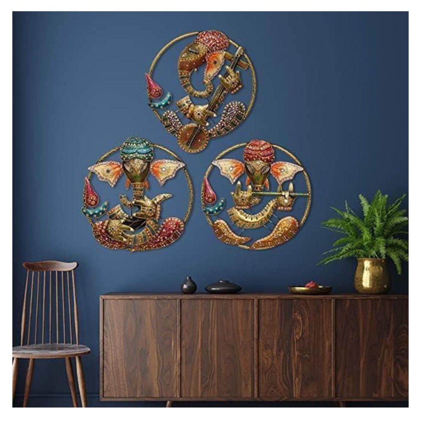 Iron Gold Ganesh Wall Frame