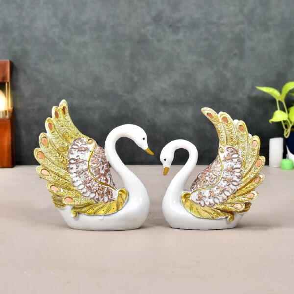 Swan Pair Feather Design Showpiece. Size 6x7.5 inches