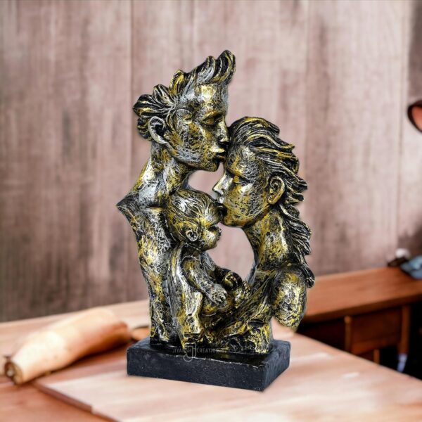Mother, Father with Son Love Statue, Family Showpiece. Size 6.5x13 inches