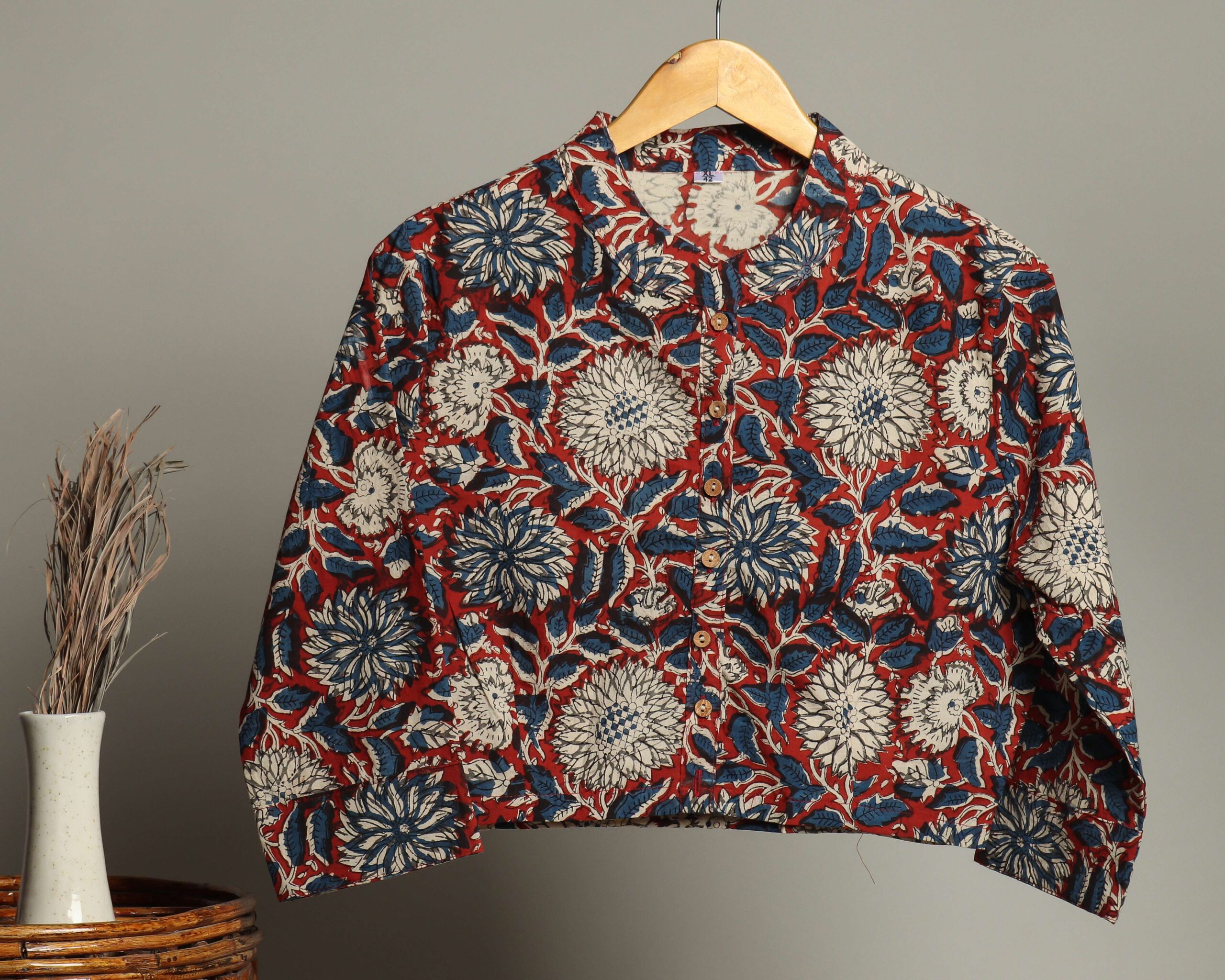 Handmade Block Print Cotton for Women ? Ethnic Floral Printed Top with Long Sleeves