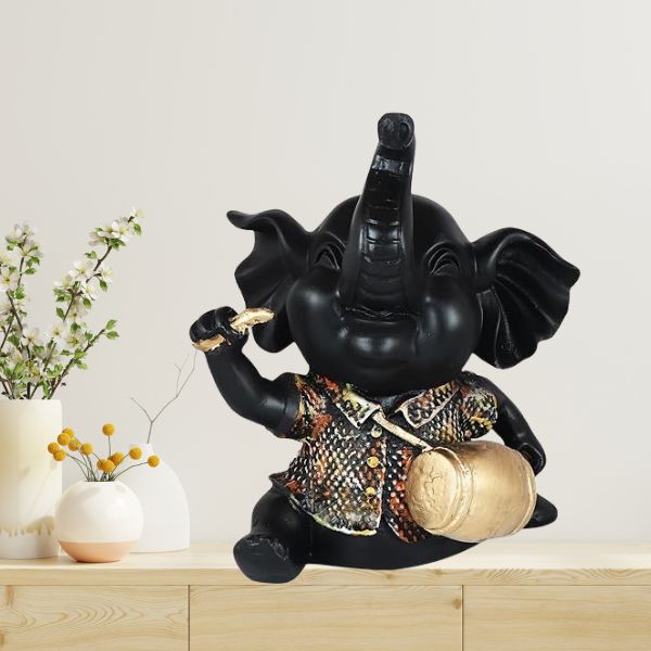 Handicrafts Elephant Showpiece with Instrument for Home Decorations