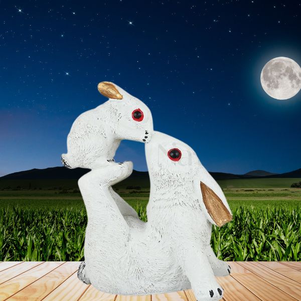 Mother Baby Love Playing Decorative Rabbit Showpiece Figurine for Home Decor | Decorative Idols for Living Room, Bedroom, Office Desk, Cabinets 7.5x10 inches