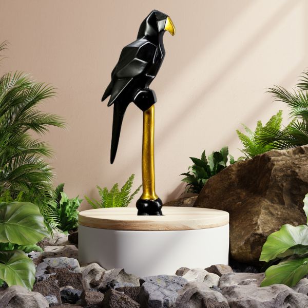 Parrot Showpiece for Home Decoration Home Decor Item| Bird Statue for Gifts and Home| Bird and Animal showpiece-Black 2.5x11 inches