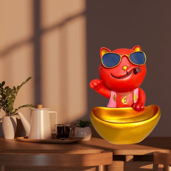 Modern Cat Statue for Home Decor Storage Box Resin Key Holder Desk Organizer Home Decor. Size 7x10 inches