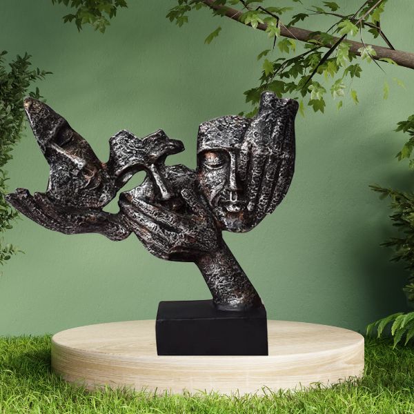 Antique Men face Showpiece for Home & Office Decor showpiece (Size 11 inch, Multicolored), Resin,