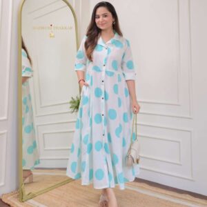 Women's Cotton Floral Printed 3/4 quarter sleeve A-Line printed kurti