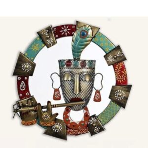 Iron Multicolor Playing Krishna Flute Wall Decor