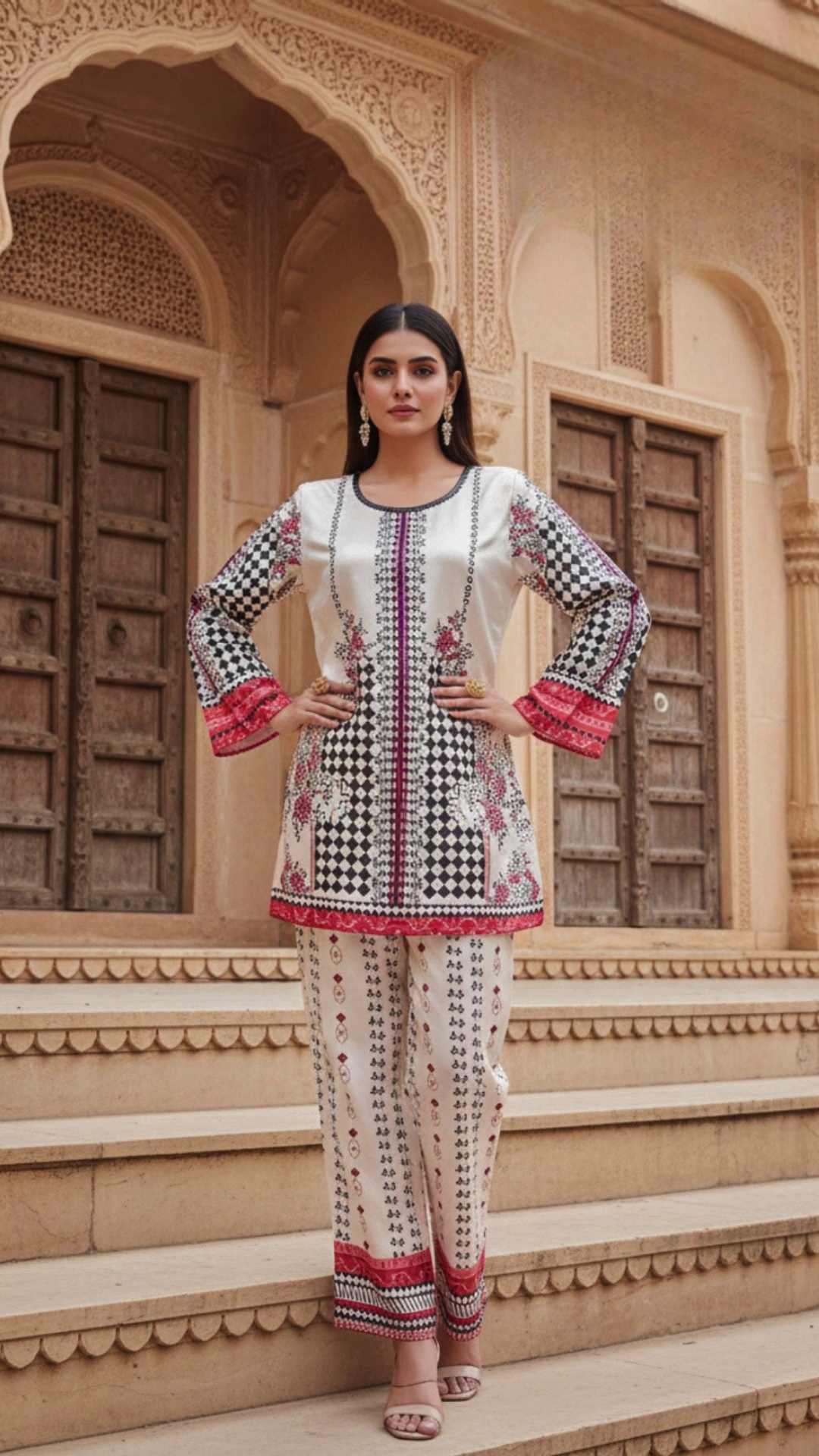 Red and black Turkish Coord Set