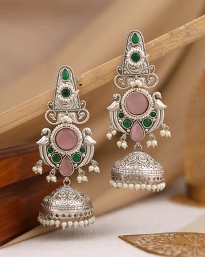 Juhi Sliver Jhumki Earrings